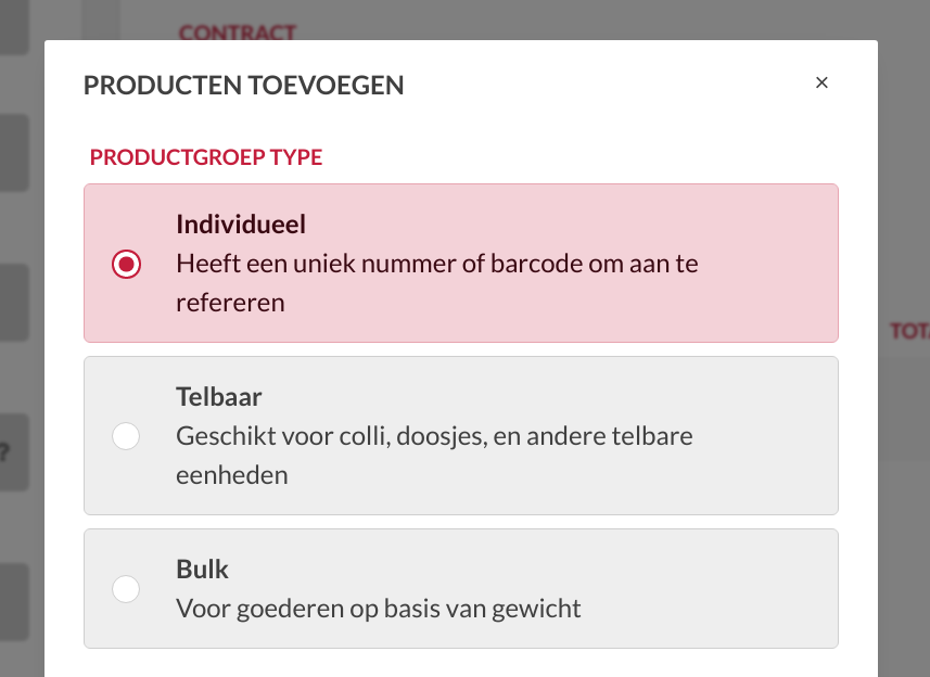 Product group selector
